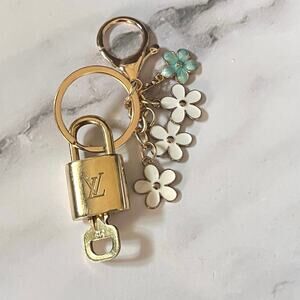Louis Vuitton Lock and Key Set #315 with a Floral Charms Keychain